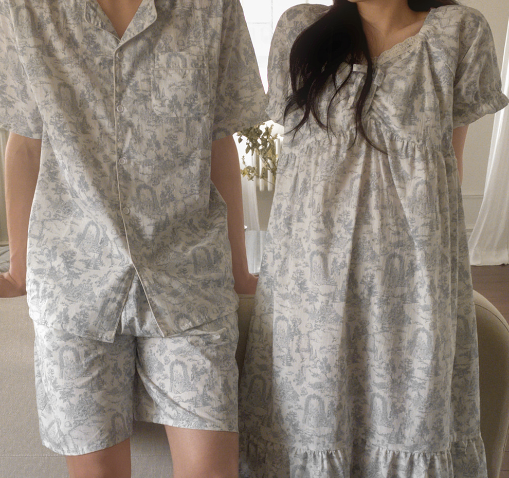 Arte Couple PJ Set - Blue