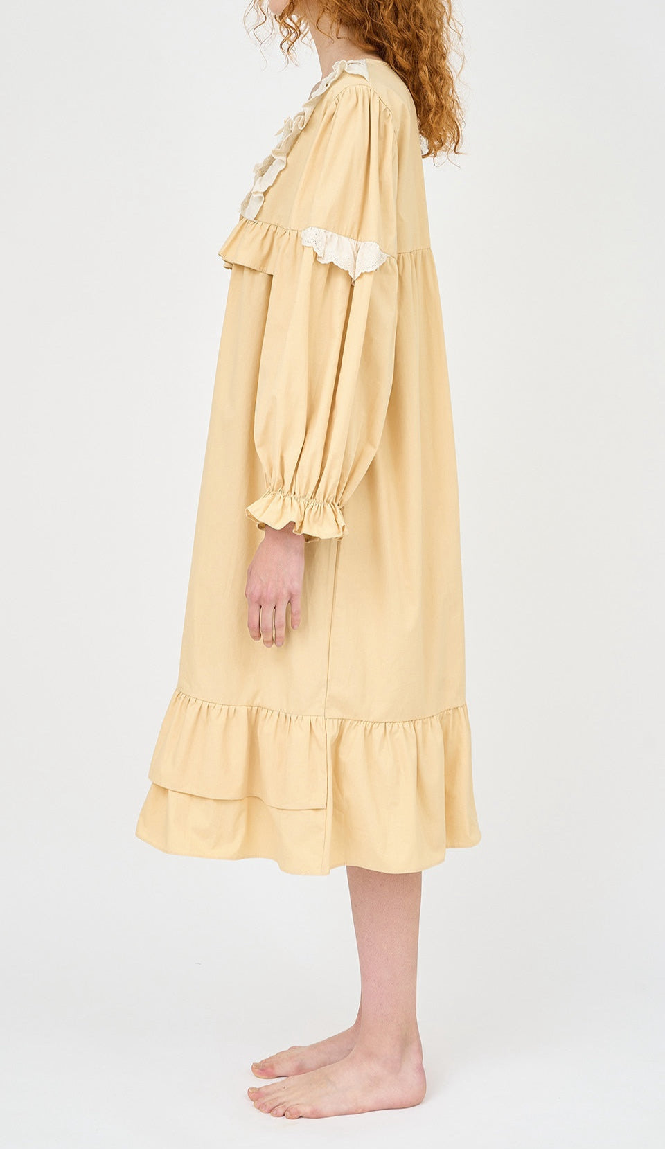 Louise Long Sleeve Nightdress Yellow