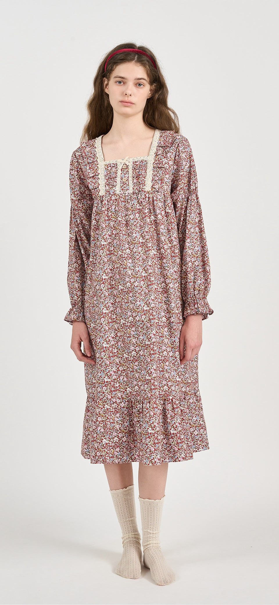 Henné Long Sleeve Nightdress Red