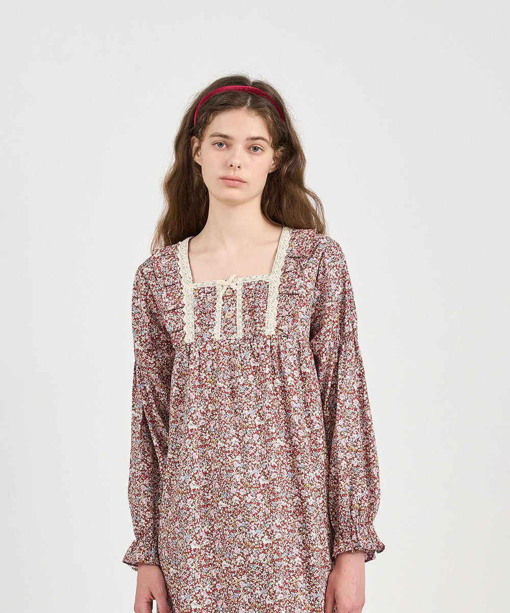 Henné Long Sleeve Nightdress Red