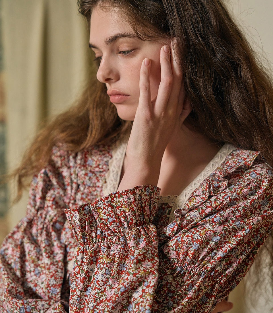 Henné Long Sleeve Nightdress Red