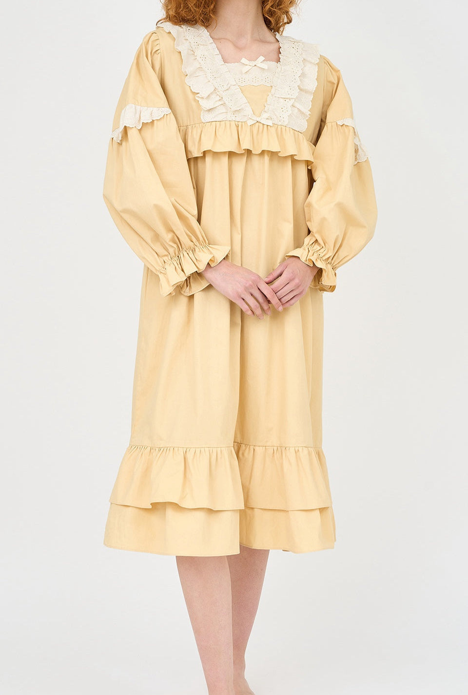 Louise Long Sleeve Nightdress Yellow