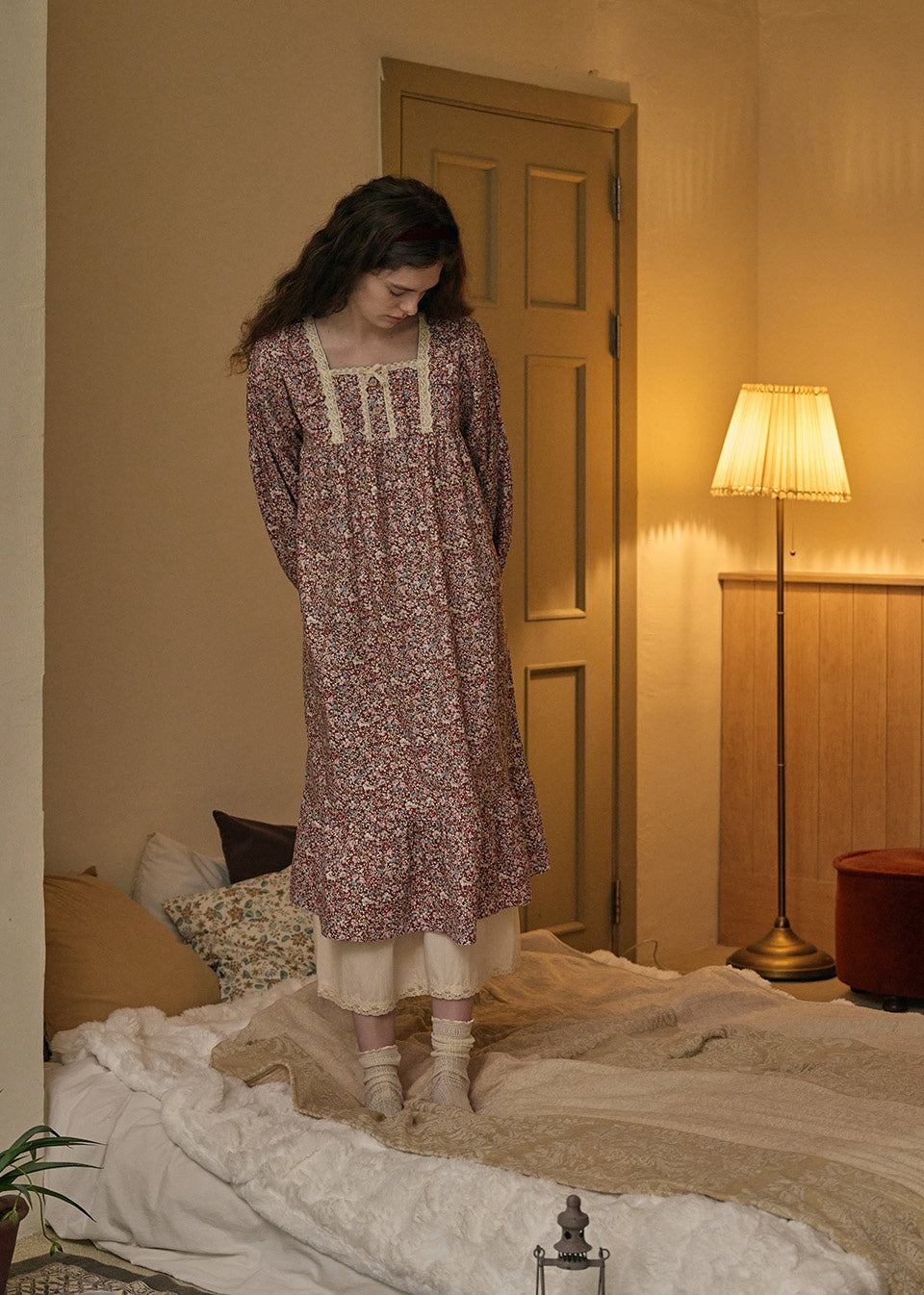 Henné Long Sleeve Nightdress Red