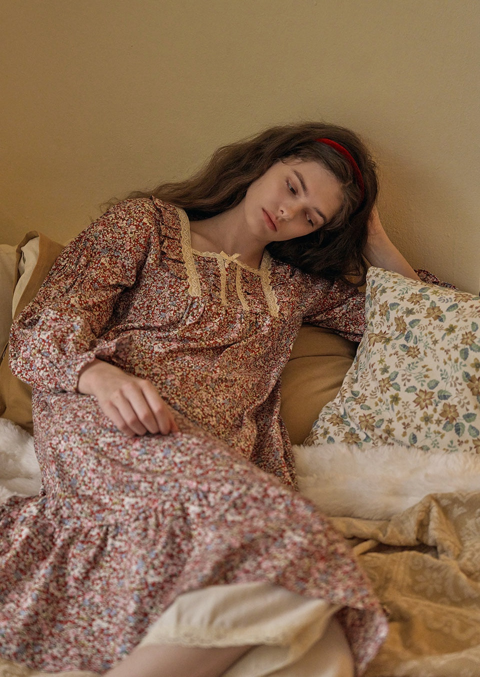 Henné Long Sleeve Nightdress Red