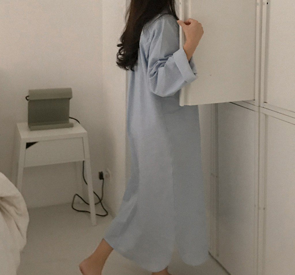 Everyday Striped Lounge Dress  - Blue