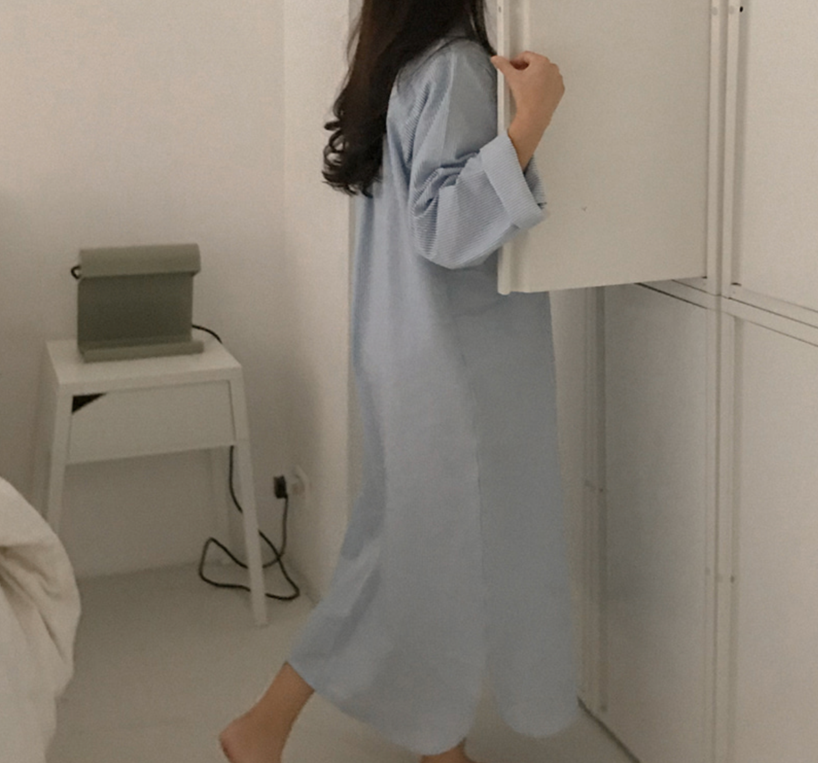 Everyday Striped Lounge Dress  - Blue