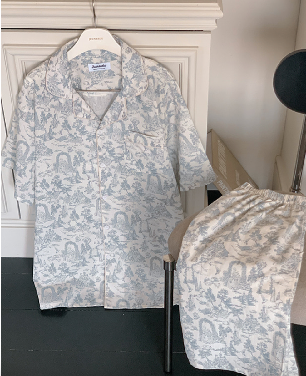 Arte Couple PJ Set - Blue