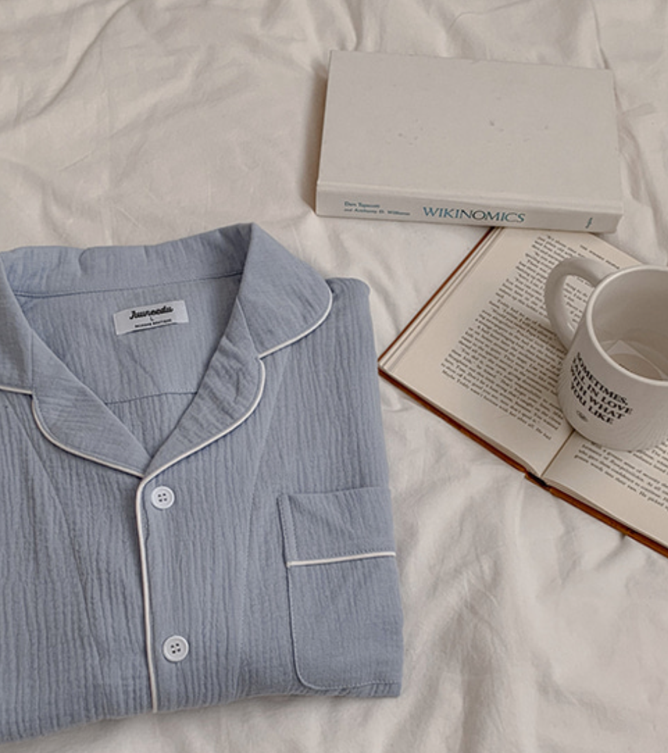 Cloud Days Cotton PJ Set - Light blue