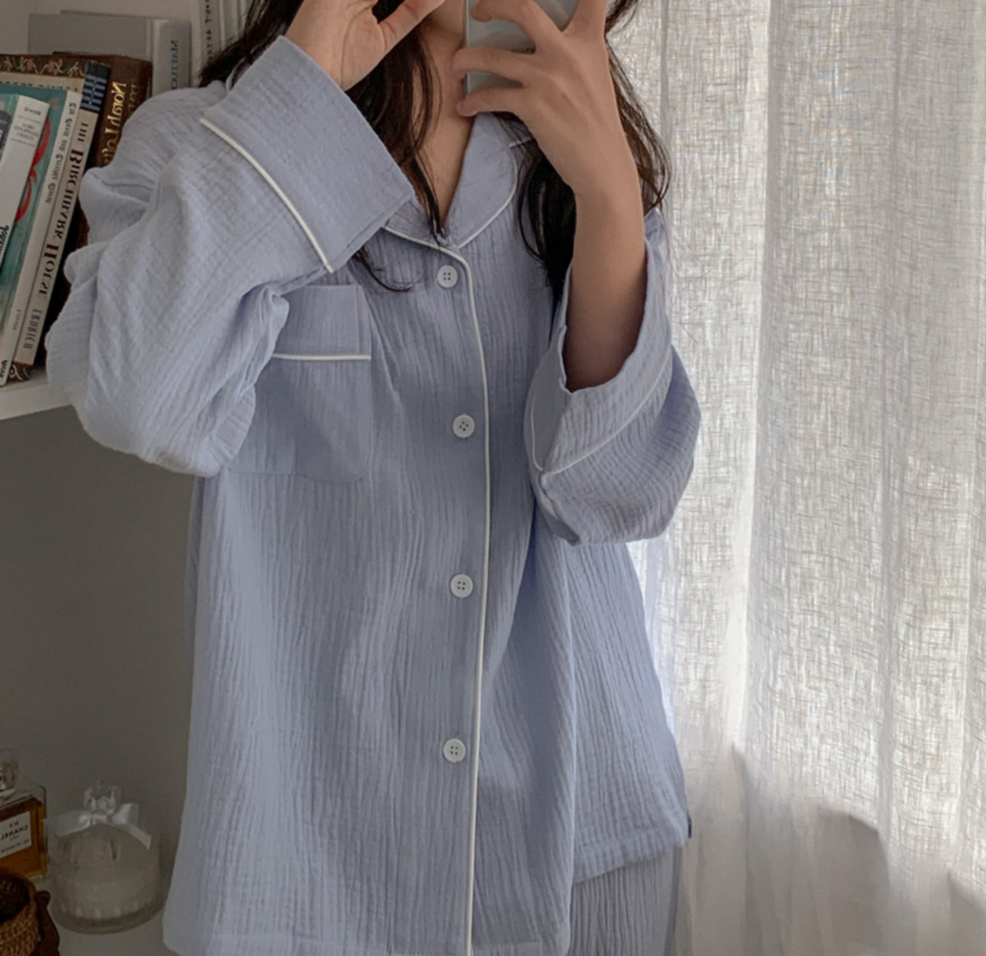 Cloud Days Cotton PJ Set - Light blue