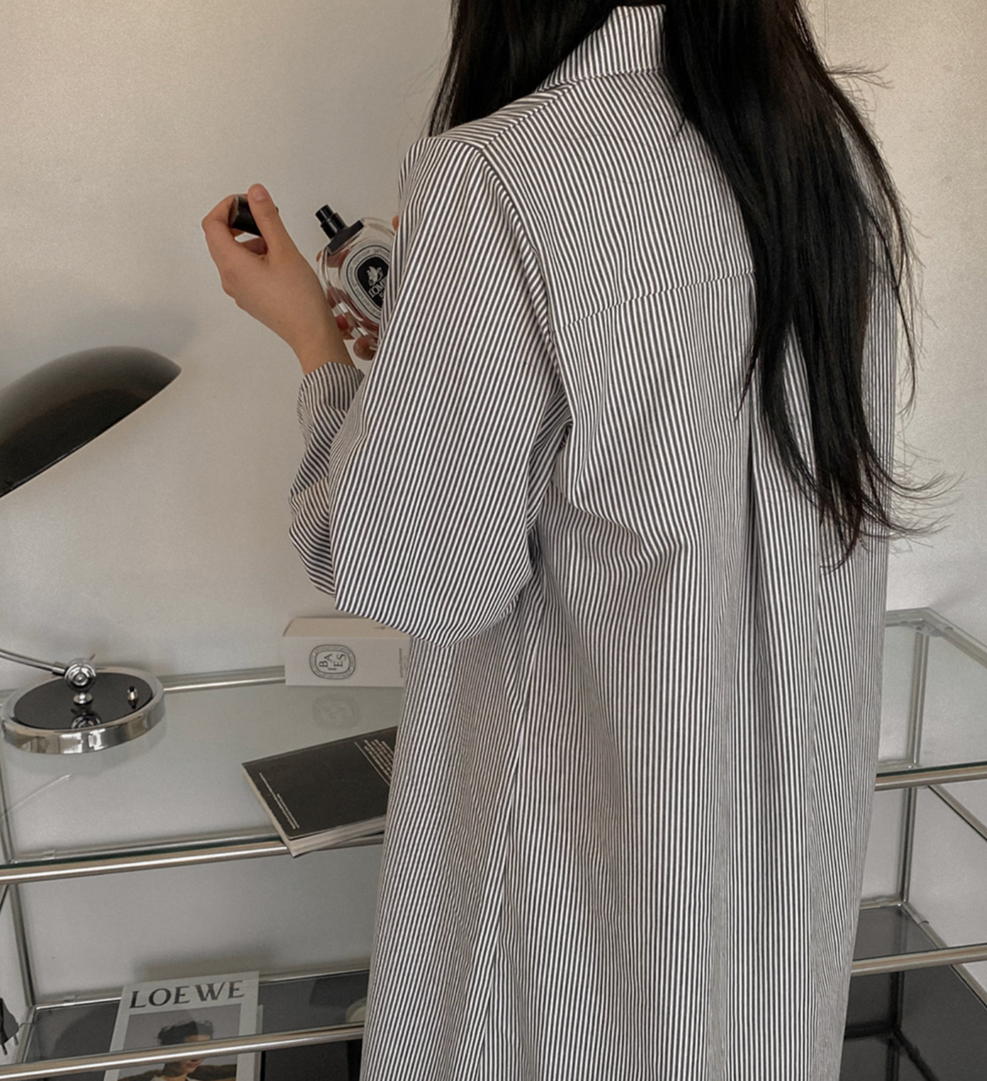 Everyday Striped Lounge Dress  - Grey