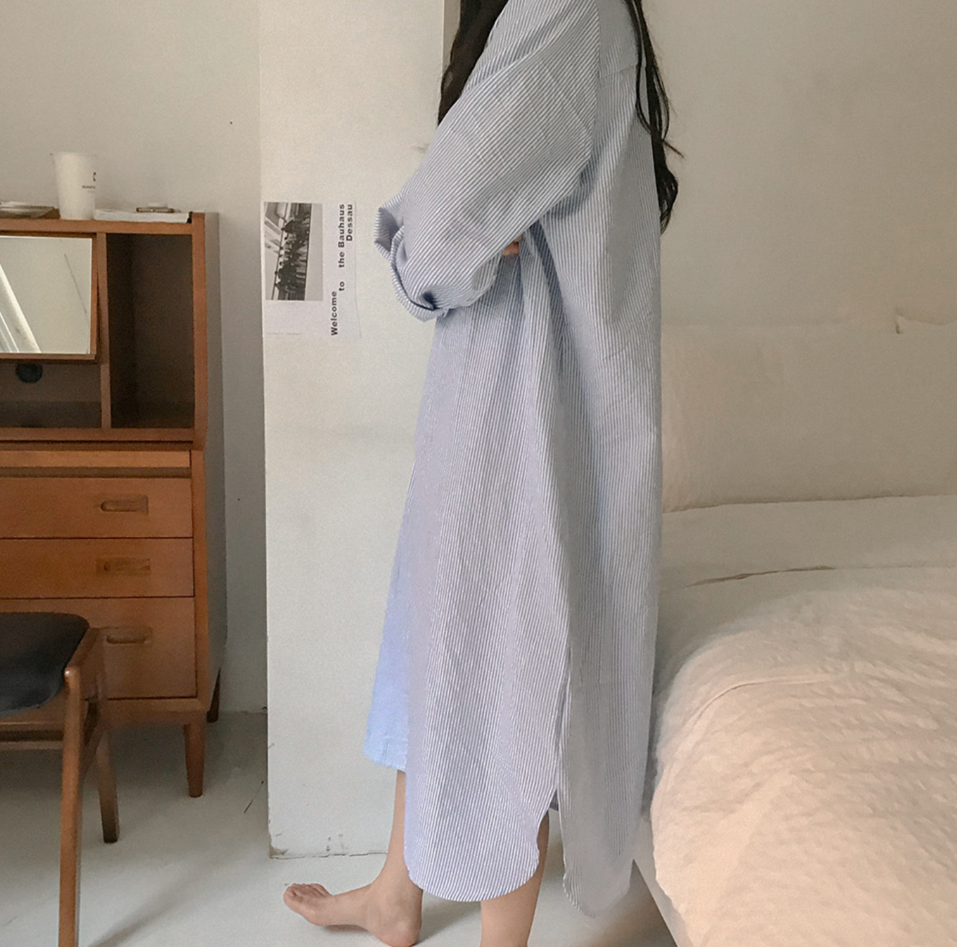 Everyday Striped Lounge Dress  - Blue
