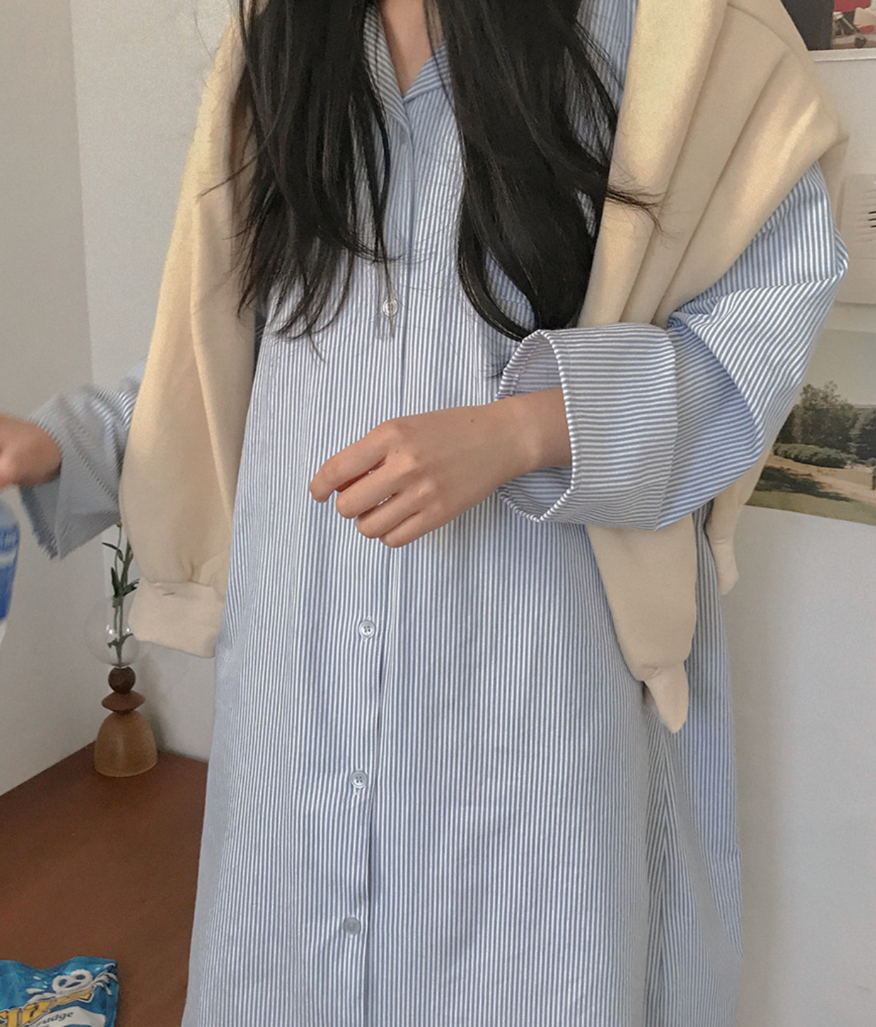 Everyday Striped Lounge Dress  - Blue