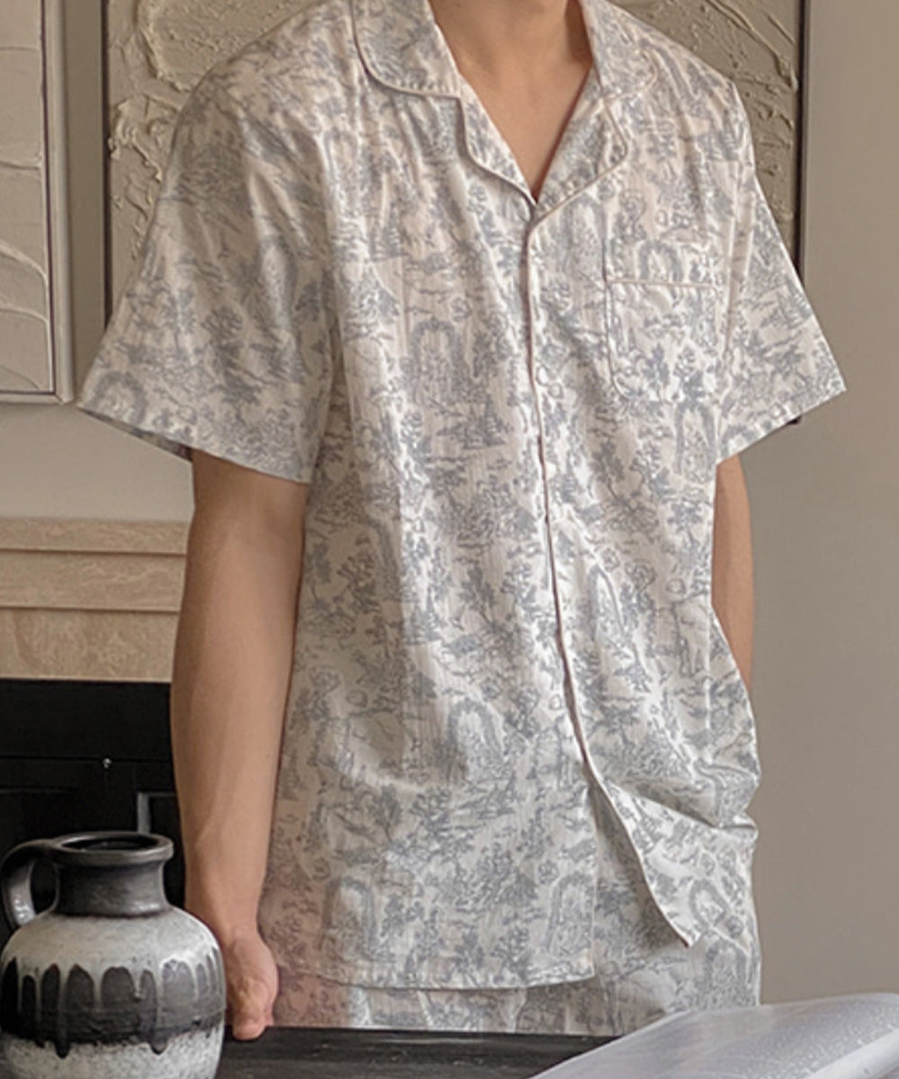 Arte Couple PJ Set - Blue